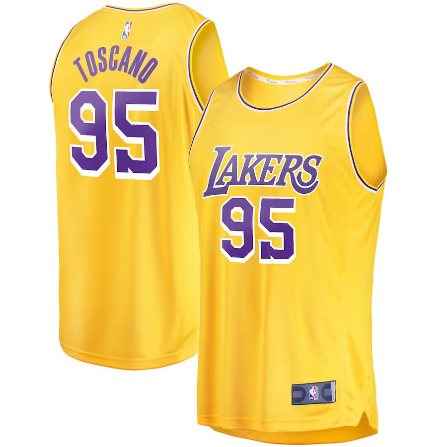 Men Los Angeles Lakers 95 Juan Toscano-Anderson Fanatics Branded Gold Fast Break Replica NBA Jersey